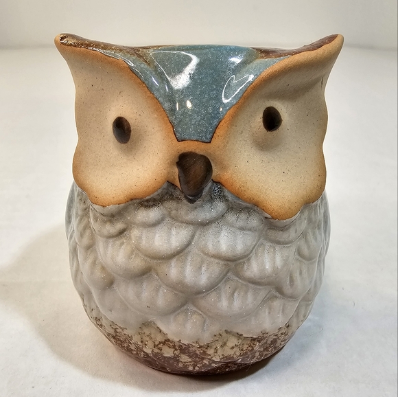 OWL Pottery Glazed Plant Pot Accent Dish - Picture 1 of 10